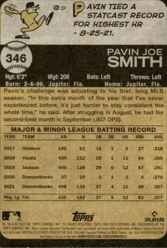 2022 Topps Heritage #346 Pavin Smith NM-MT Diamondbacks ID:41382 - Baseball Card Single