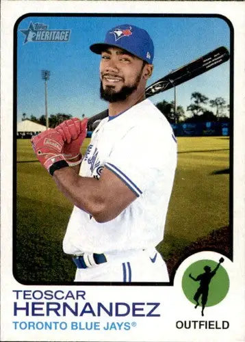 2022 Topps Heritage Teoscar Hernandez baseball card with original gloss Blue Jays