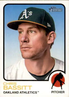 Baseball trading card of Chris Bassitt from 2022 Topps Heritage with original gloss