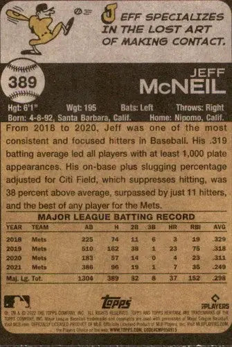 2022 Topps Heritage #389 Jeff McNeil NM-MT Mets ID:41407 - Baseball Card Single