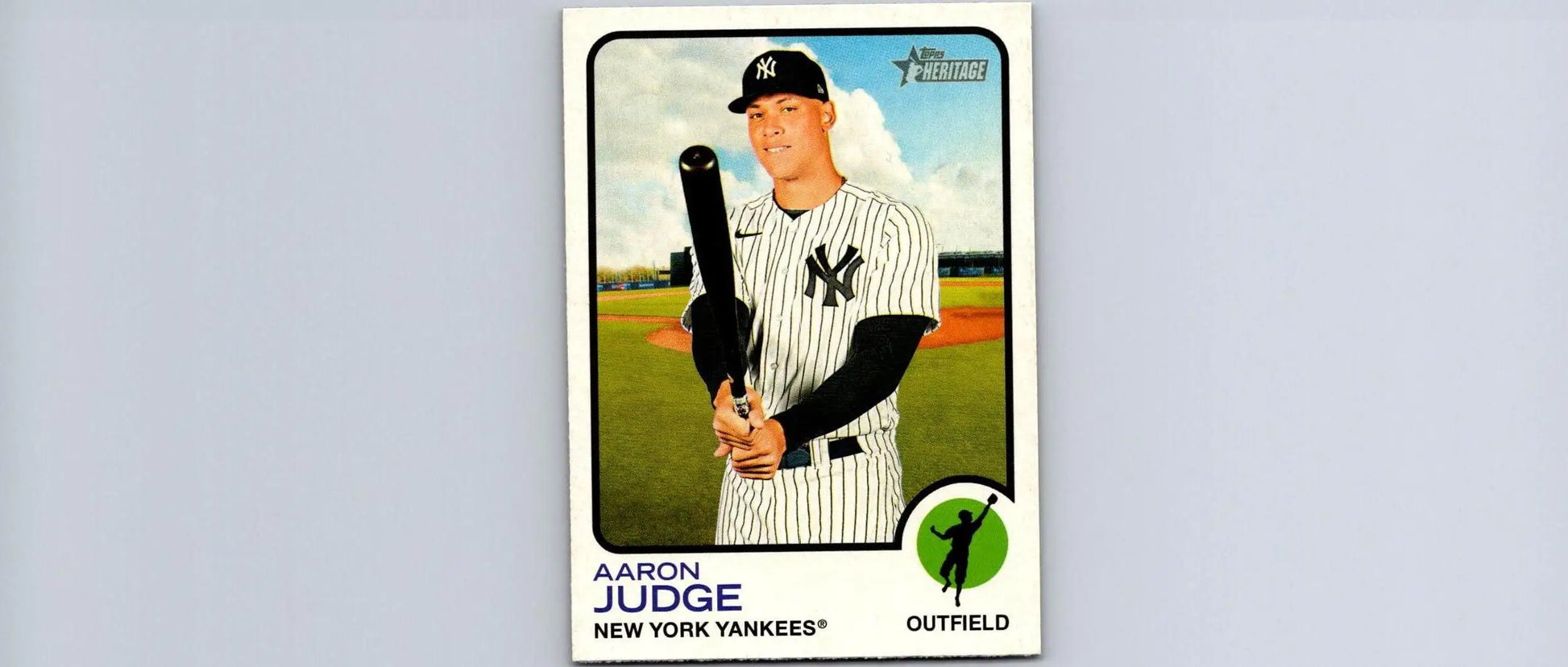 Aaron Judge trading card from 2022 Topps Heritage set, showcasing his iconic performance