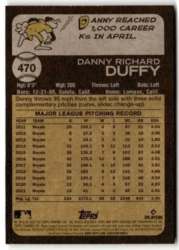 2022 Topps Heritage #470 Danny Duffy NM-MT SP Royals High Number Short ID:76618 - Baseball Card Single