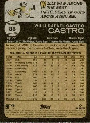 2022 Topps Heritage #86 Willi Castro NM-MT Tigers ID:41225 - Baseball Card Single