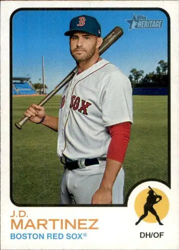 Baseball trading card of J.D. Martinez in Red Sox uniform from 2022 Topps Heritage