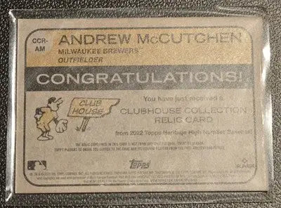 2022 Topps Heritage #CCR-AM Andrew McCutchen Clubhouse Collection Relics - Baseball Card Single