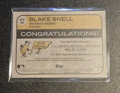 2022 Topps Heritage #CCR-BS Blake Snell Clubhouse Collection Relics High Number - Baseball Card Single