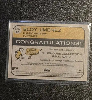 2022 Topps Heritage #CCR-EJ Eloy Jimenez Clubhouse Collection Relics High Number - Baseball Card Single