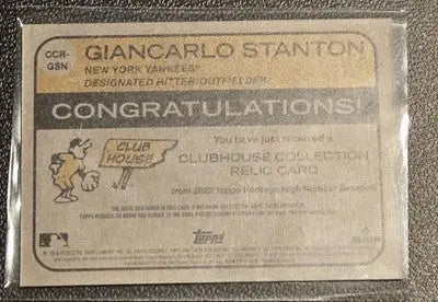 2022 Topps Heritage #CCR-GSN Giancarlo Stanton Clubhouse Collection Relics - Baseball Card Single