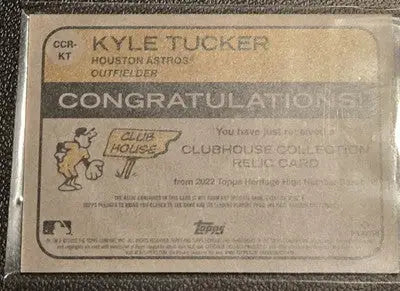 2022 Topps Heritage #CCR-KT Kyle Tucker Clubhouse Collection Relics High Number - Baseball Card Single