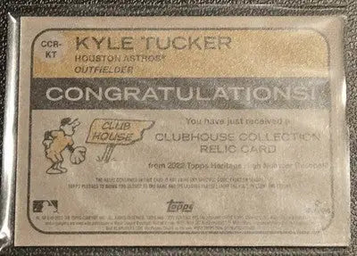 2022 Topps Heritage #CCR-KT Kyle Tucker Clubhouse Collection Relics High Number - Baseball Card Single