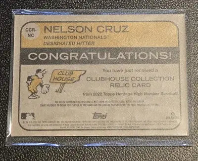 2022 Topps Heritage #CCR-NC Nelson Cruz Clubhouse Collection Relics High Number - Baseball Card Single