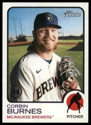 2022 Topps Heritage Corbin Burnes 15 Milwaukee Brewers NM - Baseball Card Single