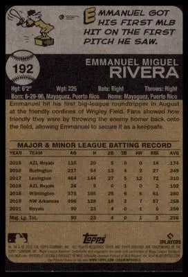 2022 Topps Heritage Emmanuel Rivera RC 192 Kansas City Royals NM - Baseball Card Single