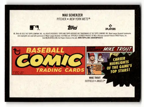 2022 Topps Heritage High Number 1973 Topps Comic #73TC-27 Max Scherzer ID:60004 - Baseball Card Single