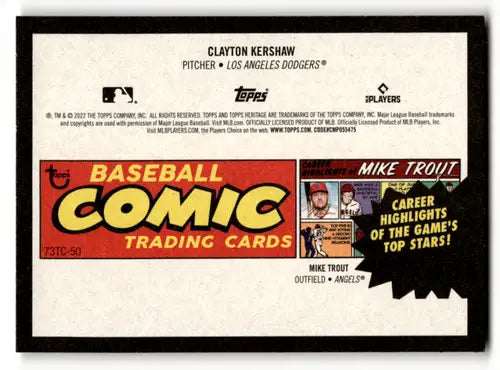 2022 Topps Heritage High Number 1973 Topps Comic #73TC-50 Clayton Kersh ID:60003 - Baseball Card Single