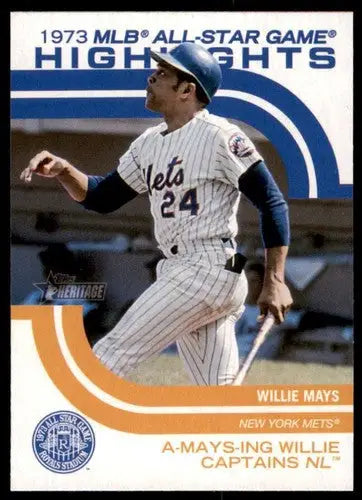 Willie Mays baseball card from 2022 Topps Heritage High Number MLB All-Star Game Highlights