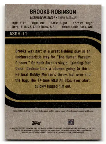 Brooks Robinson baseball card from 2022 Topps Heritage High Number series