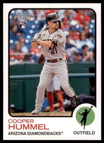 Baseball card featuring Cooper Hummel from 2022 Topps Heritage High Number series