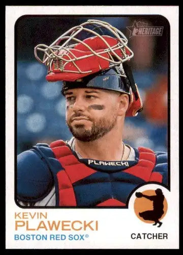 Original gloss baseball card of Kevin Plawecki from Topps Heritage High Number collection