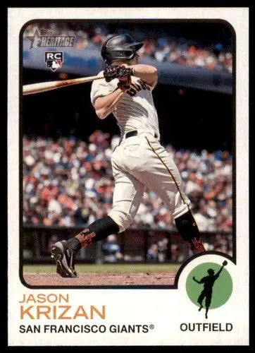 Baseball card featuring Jason Krizan from 2022 Topps Heritage High Number series