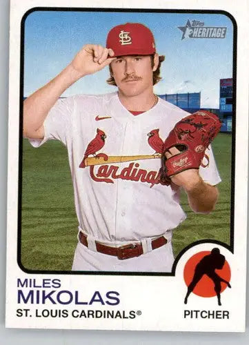 2022 Topps Heritage High Number Miles Mikolas baseball card Cardinals NM-MT