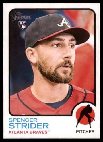 Spencer Strider baseball card from 2022 Topps Heritage High Number featuring original gloss