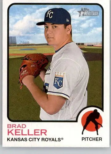 Original gloss 2022 Topps Heritage High Number Brad Keller Royals baseball card