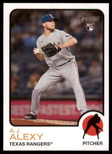 Baseball card featuring A.J. Alexy from 2022 Topps Heritage High Number series