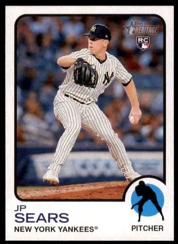 Original gloss baseball card of JP Sears from Topps Heritage High Number series