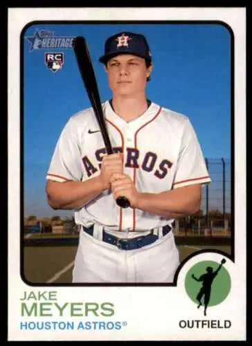 Jake Meyers baseball card from 2022 Topps Heritage High Number NM-MT RC Astros