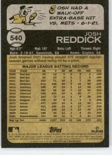 2022 Topps Heritage High Number #540 Josh Reddick NM-MT Diamondbacks ID:67989 - Baseball Card Single