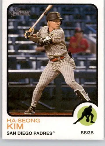 Baseball card featuring Ha-Seong Kim from 2022 Topps Heritage High Number series