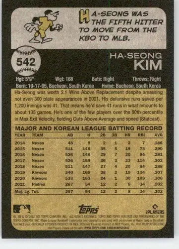 2022 Topps Heritage High Number Baseball Card Back with Original Gloss Padres ID 67990