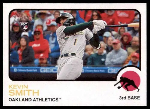 Original gloss baseball card from 2022 Topps Heritage High Number series featuring Kevin Smith rookie