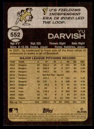 Yu Darvish baseball card from 2022 Topps Heritage High Number series