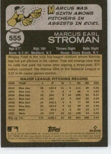 2022 Topps Heritage High Number #555 Marcus Stroman NM-MT Cubs ID:68003 - Baseball Card Single