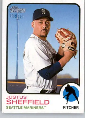 Justus Sheffield baseball card from 2022 Topps Heritage High Number with original gloss