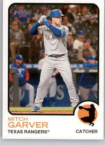 Original gloss 2022 Topps Heritage High Number Mitch Garver baseball card for Rangers