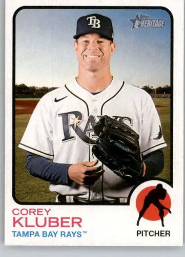 2022 Topps Heritage High Number Corey Kluber Rays baseball card front view