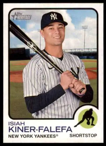 Baseball card featuring Isiah Kiner-Falefa from Topps Heritage High Number series