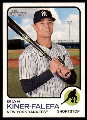 Original gloss 2022 Topps Heritage High Number Isiah Kiner-Falefa baseball card
