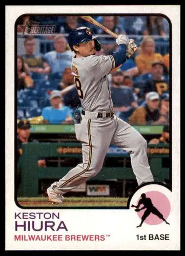 Keston Hiura baseball card from 2022 Topps Heritage High Number series