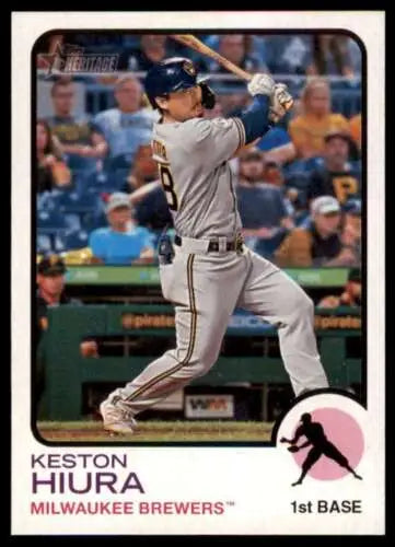 Keston Hiura 2022 Topps Heritage High Number baseball card original gloss NM-MT