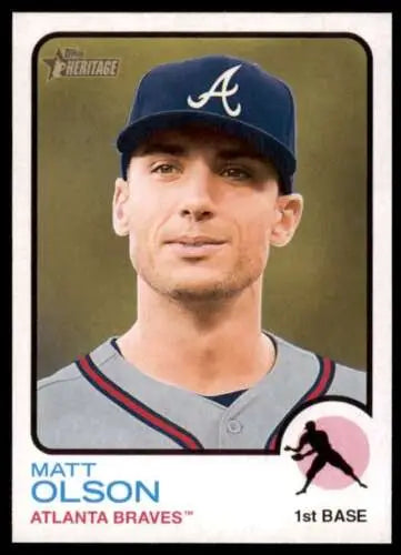 Matt Olson 2022 Topps Heritage High Number baseball card showcasing original gloss finish