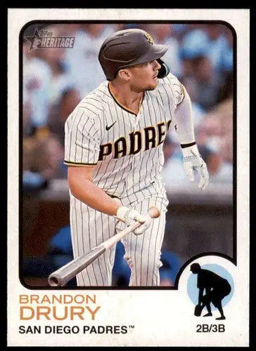2022 Topps Heritage High Number Brandon Drury baseball card with original gloss Padres ID 59374