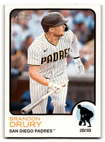 Baseball card from 2022 Topps Heritage High Number series featuring Brandon Drury Padres