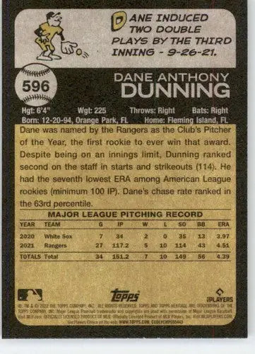 2022 Topps Heritage High Number #596 Dane Dunning NM-MT Rangers ID:56021 - Baseball Card Single