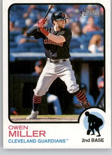 Baseball card from 2022 Topps Heritage High Number featuring Owen Miller Guardians NM-MT