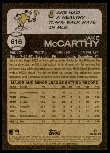 2022 Topps Heritage High Number #616 Jake McCarthy NM-MT RC Rookie Diam ID:61032 - Baseball Card Single