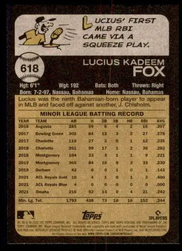 2022 Topps Heritage High Number #618 Lucius Fox NM-MT RC Rookie Nationa ID:59357 - Baseball Card Single